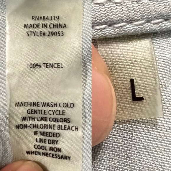 Soft Surroundings Open Front Chambray Jacket Blue Asymmetric Draped - Picture 12 of 12